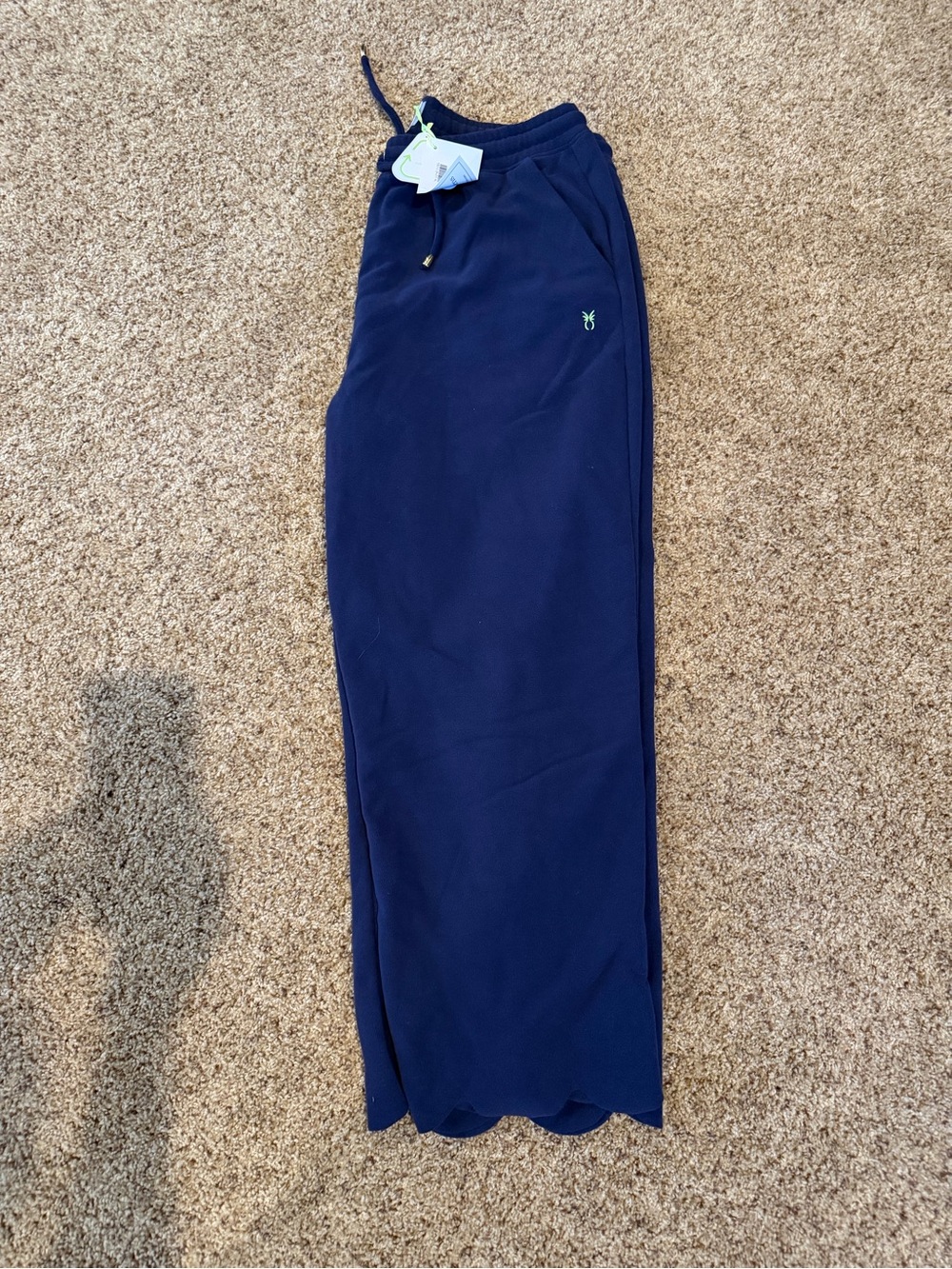 Dudley Stephens Navy Scalloped-Hem Joggers